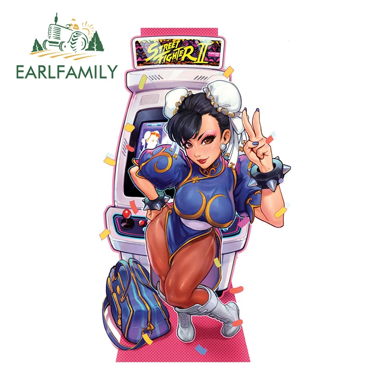Arcade X - Earlfamily สติกเกอร์ติดรถสำหรับนักสู้3D ขนาด13ซม. x 7.5ซม. สติกเกอร์ติดรถเกมอาร์เคดไวนิลลายรถแข่งดริฟท์สุดเซ็กซี่รูปลอกตกแต่งส่วนประกอบรถยนต์