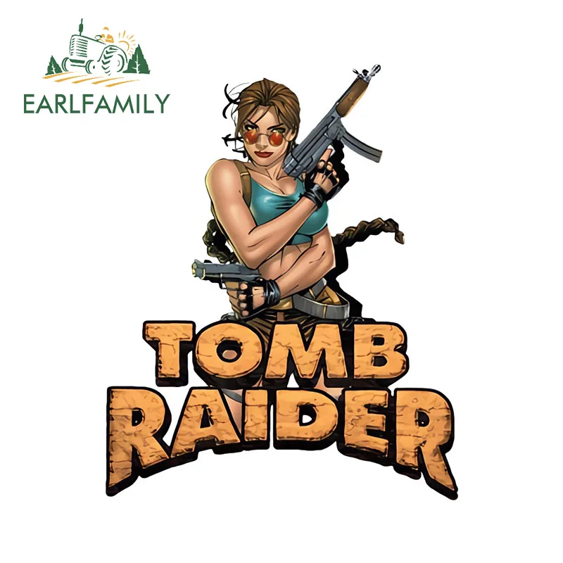Arcade X - EARLFAMILY 13 ซม.x10.5 ซม.สำหรับทอมบ์ไรเดอร์ ลาร่า ครอฟท์เกมอาร์เคดไวนิลสติกเกอร์ติดรถยนต์นักรบสร้างสรรค์รูปลอกอุปกรณ์ตกแต่งรถยนต์
