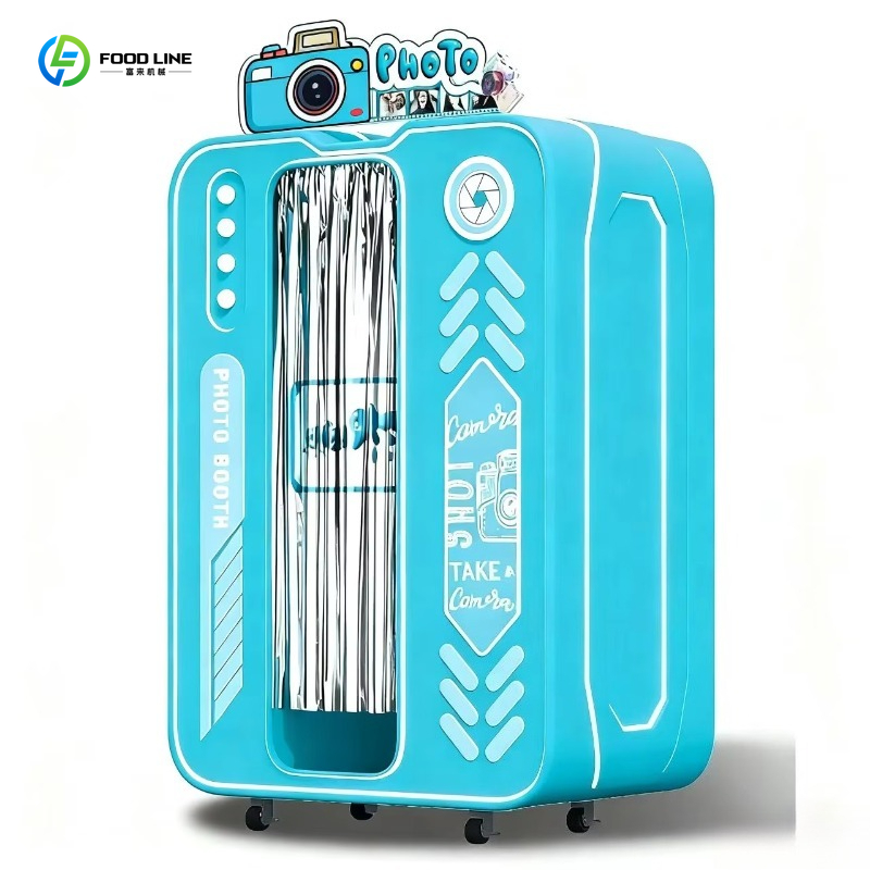 Photo Booth Machine - ตู้ถ่ายรูปสไตล์เกาหลีแบบกำหนดเองได้ ใช้เหรียญ พร้อมไฟ LED แบบพกพา บริการตนเอง