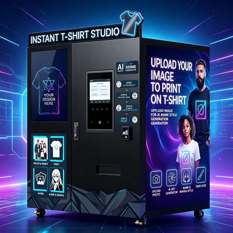 Arcade Ticket Machine - ตู้จำหน่ายเสื้อผ้าอัจฉริยะ AI รุ่นใหม่ พร้อมหน้าจอสัมผัสอิเล็กทรอนิกส์ สำหรับปรับแต่งลวดลายข้อความ DIY