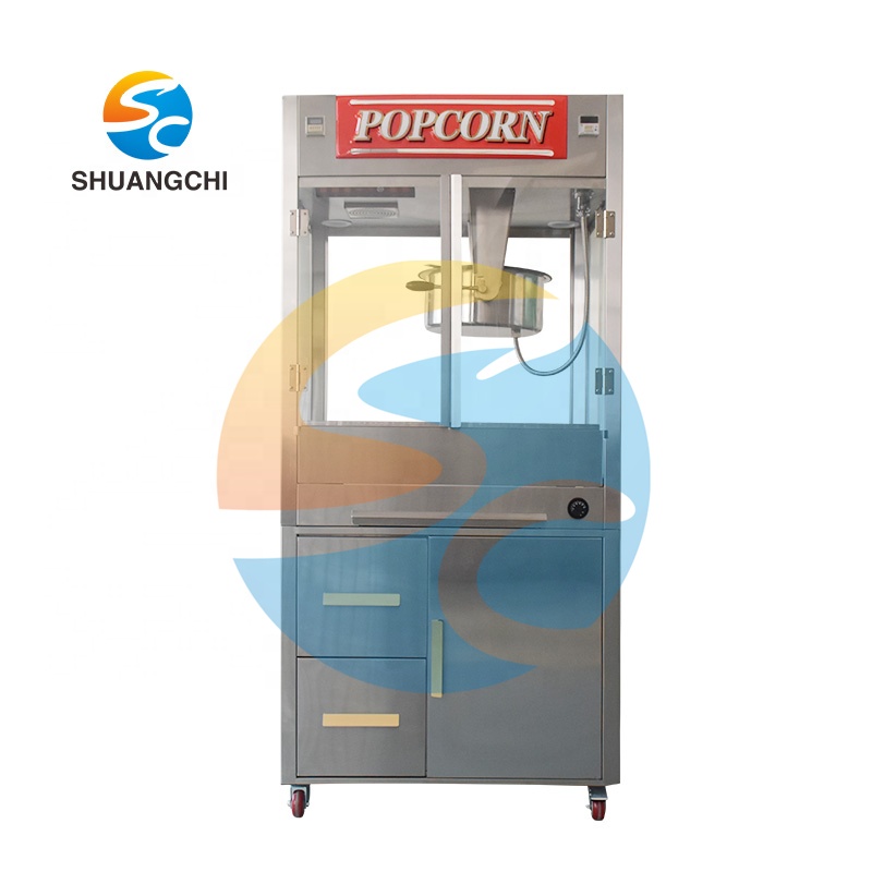 Popcorn Vending Machine - เครื่องทำป๊อปคอร์นเชิงพาณิชย์ขนาด 32 ออนซ์ ยี่ห้อ Shuangchi ผลิตจากสแตนเลส