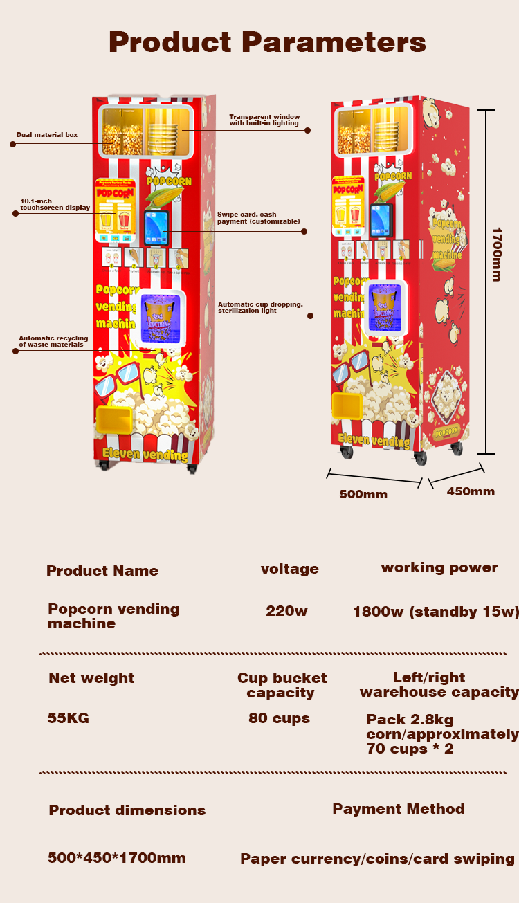 เครื่องจำหน่ายขนมขบเคี้ยวเชิงพ - Popcorn Vending Machine บทวิจารณ์และราคา